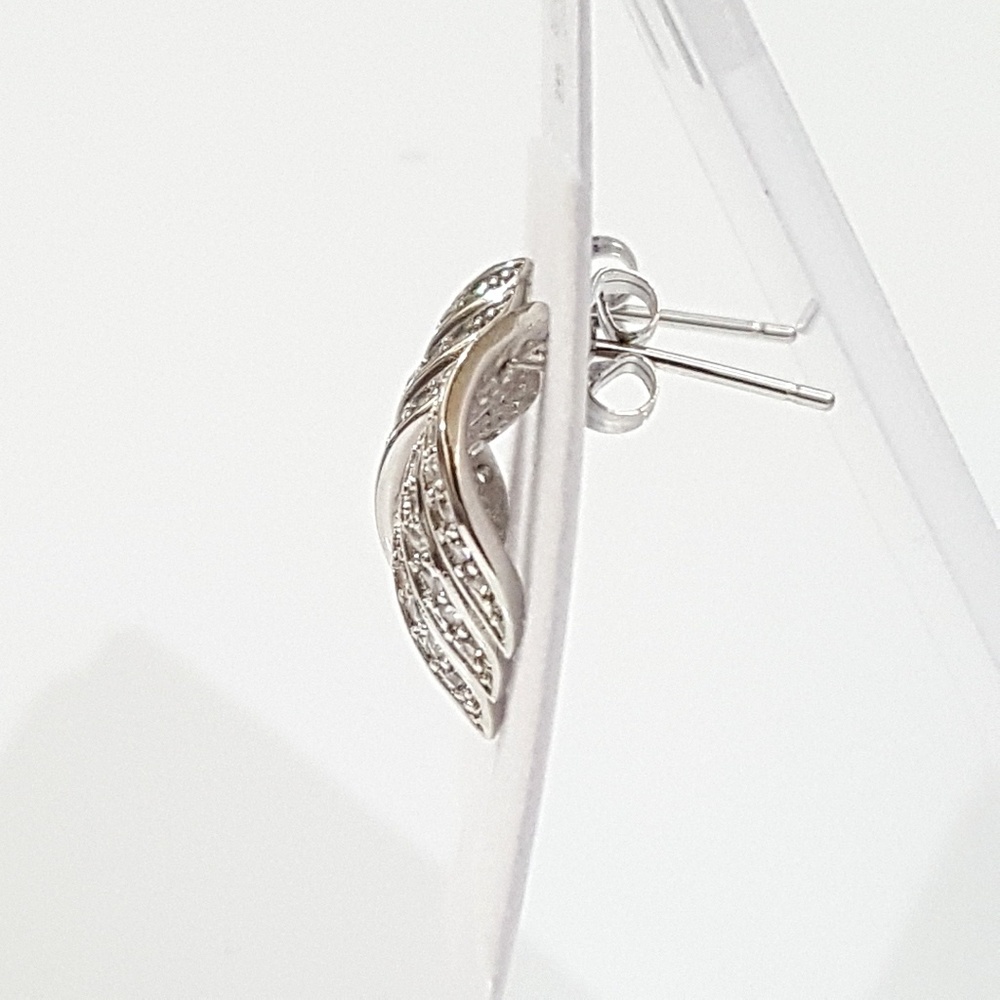 White-Gold Simulated Diamond Earrings - Picture 4 of 6